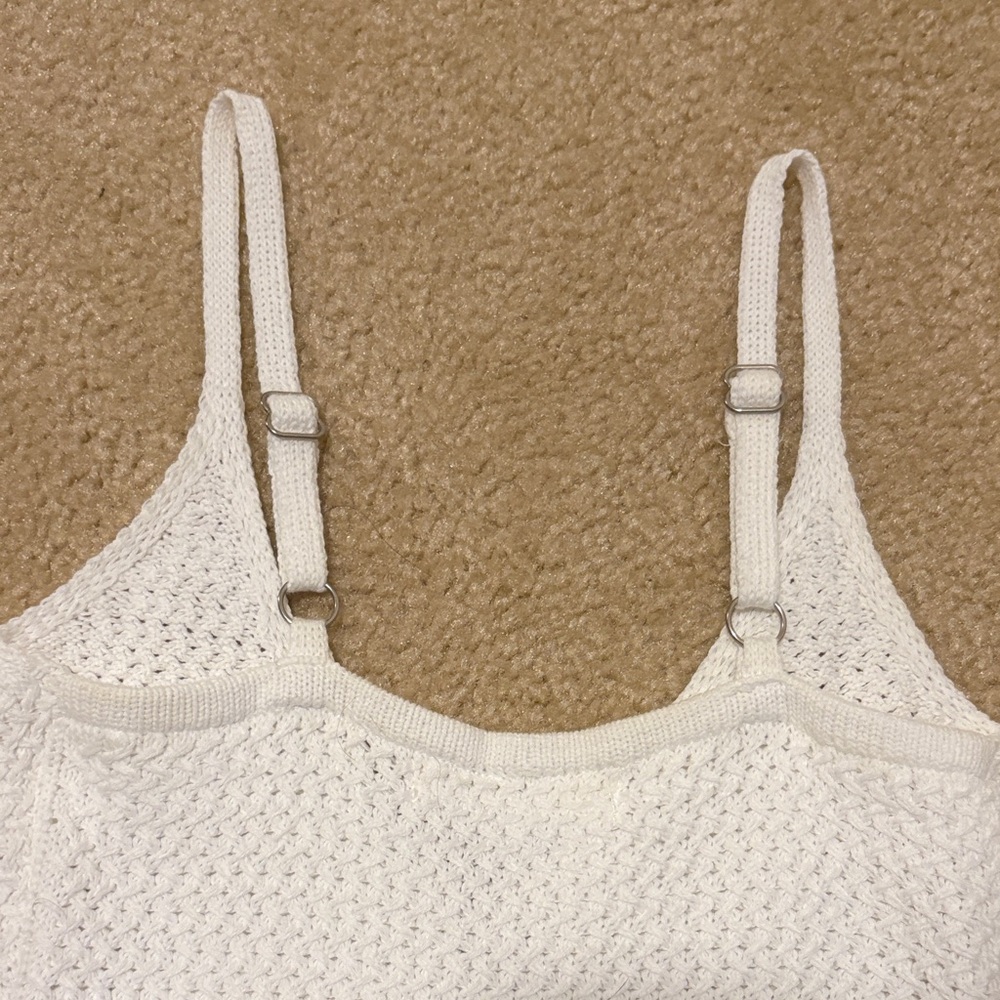 White Knit Dress with Front Slit - Picture 9 of 9